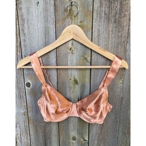VINTAGE VICTORIA SECRET gold label rose gold satin dainty bralette bra size 34C